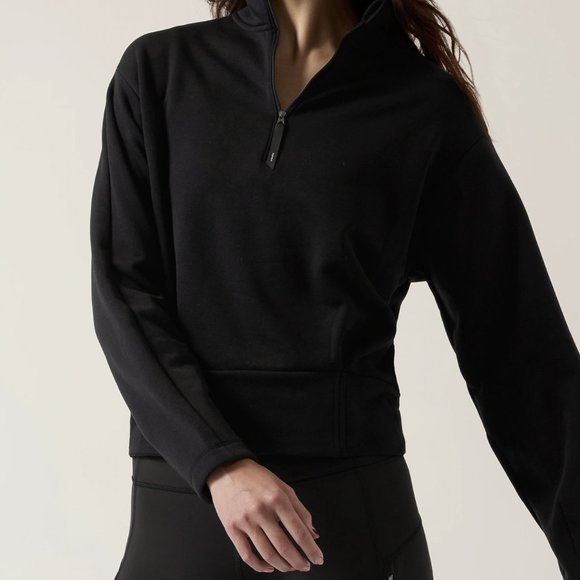 NWT Athleta Altitude Polartec Half Zip Sweatshirt Size Small Black Color - Picture 1 of 12